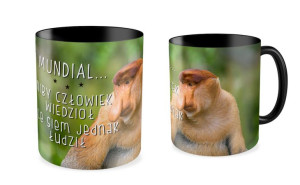 Kubek kibica z nosaczem  Niby człowiek wiedział a jednak się łudził
