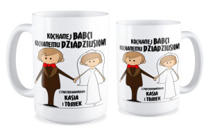 Kubek z imieniem Kochanej babci, kochanemu dziadziusiowi z podziękowaniem
