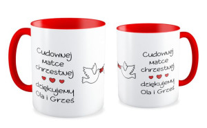 Kubek z imieniem Cudownej matce chrzestnej dziękujemy