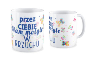 Kubek na walentynki Przez ciebie mam motyle w brzuchu