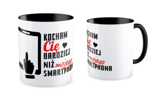 Kubek miłosny Kocham Cię bardziej niż mojego smartfona
