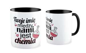 Kubek na walentynki z imieniem Między nami jest chemia