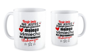 Kubek na walentynki z imieniem Jesteś powodem mojego uśmiechu