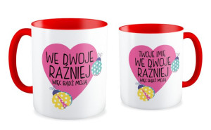 Kubek na walentynki z imieniem We dwoje raźniej
