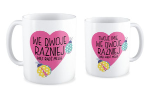 Kubek na walentynki z imieniem We dwoje raźniej