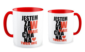 Kubek na walentynki z imieniem Jestem w Tobie zakochana