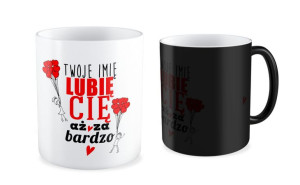 Kubek na walentynki z imieniem Lubię Cię aż za bardzo