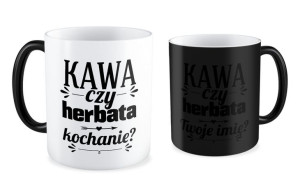 Kubek miłosny z imieniem Kawa czy herbata kochanie