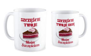 Kubek miłosny z imieniem Szczęście twoje moim szczęściem
