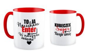 Kubek miłosny z imieniem To ja naciskam enter w naszym związku
