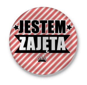 Lusterko okrągłe z miłosnym nadrukiem Jestem zajęta