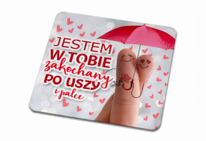 Podkładka pod kubek na Walentynki Jestem w Tobie zakochany po uszy