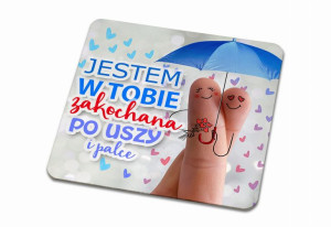Podkładka pod kubek na Walentynki Jestem w Tobie zakochana po uszy
