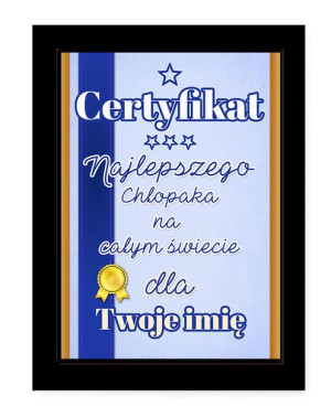 Dyplom z imieniem dla najlepszego Chłopaka na całym świecie