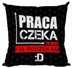 Poduszka Praca czeka to może i ja poczekam
