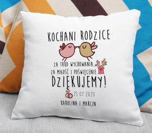 Poduszka Kochani Rodzice za trud wychowania, za miłość i poświęcenie Dzięku