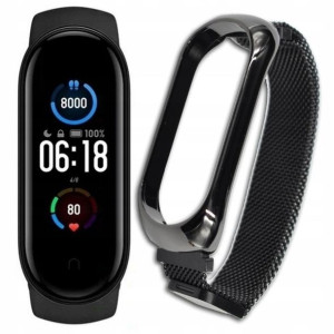 Xiaomi Mi Band 5 + Folia + Bransoleta Czarna