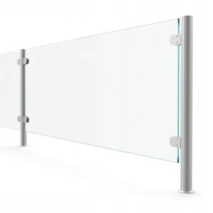 Słupek 42,4 x 655 mm 4 uchwyty szkła lub plexi, CE