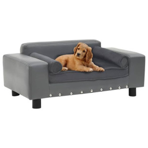 Lumarko Sofa dla psa, szara, 81x43x31 cm, plusz i sztuczna skóra