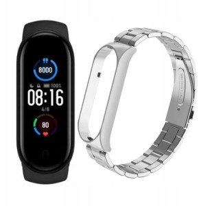 Xiaomi Mi Band 5 + Folia + Bransoleta Srebrna