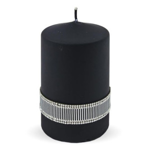 Pl Czerń Black Świeca Crystal Walec Średni Fi8