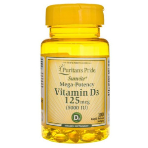 Puritan's Pride Witamina D3 5000 IU 100 kapsułek żelowych - suplement diety