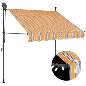 Lumarko Ręcznie zwijana markiza z LED, 100 cm, żółto-niebieska