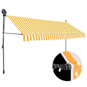 Lumarko Ręcznie zwijana markiza z LED, 400 cm, biało-pomarańczowa