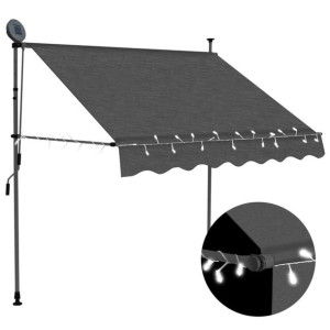 Lumarko Ręcznie zwijana markiza z LED, 150 cm, antracytowa