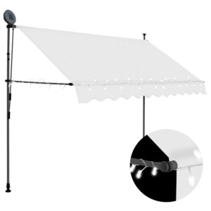 Lumarko Ręcznie zwijana markiza z LED, 250 cm, kremowa