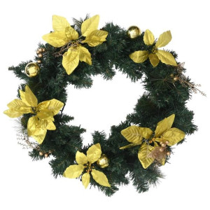 Lumarko Wianek świąteczny z lampkami LED, zielony, 60 cm, PVC