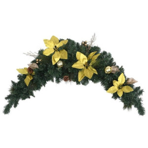 Lumarko Łuk świąteczny z girlandą i lampkami LED, zielony, 90 cm, PVC