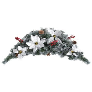Lumarko Łuk świąteczny z girlandą i lampkami LED, zielony, 90 cm, PVC