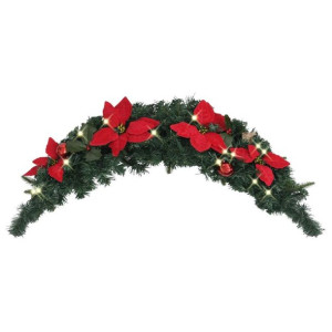 Lumarko Łuk świąteczny z girlandą i lampkami LED, zielony, 90 cm, PVC