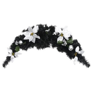 Lumarko Łuk świąteczny z girlandą i lampkami LED, czarny, 90 cm, PVC