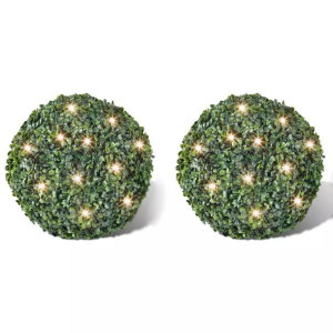 Lumarko Kule z bukszpanu, sztuczne, 27 cm z oświetleniem LED x2