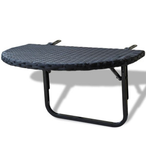 Stolik balkonowy, 60x60x32 cm, czarny, rattan PE