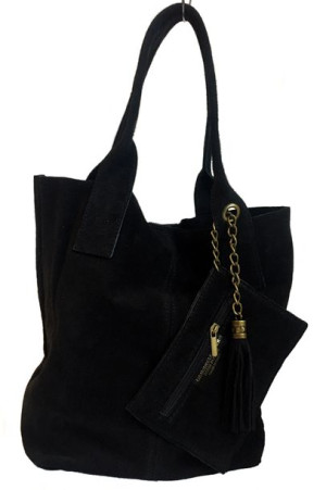 Torebka Torba shopper zamsz czarny