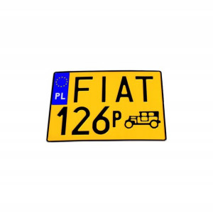 Polska tablica zabytkowa Fiat 126p kwadratowa