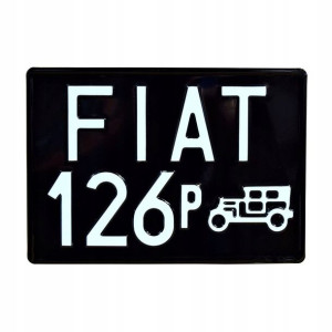 Stara polska tablica Fiat 126p 305 x 214 mm