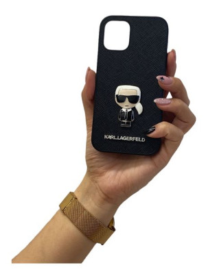 Karl Lagerfeld Hard Case Saffiano Ikonik Etui Do Iphone 12 Mini - Black