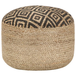 Ręcznie robiony puf czarny 45x30cm juta