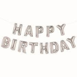 Balon Napis Happy Birthday Srebrny