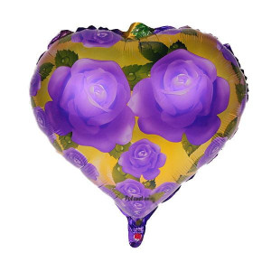 Balon 18" Serce Fioletowe Róże
