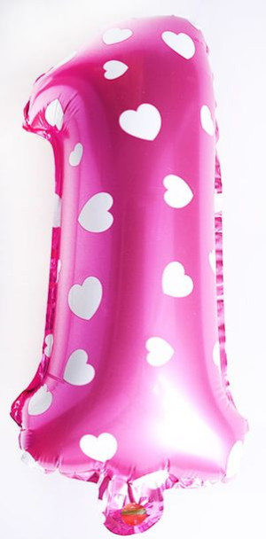 Balon 40cm Cyfra Róż 1