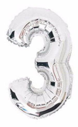 Balon 75cm Cyfra Srebrna 3