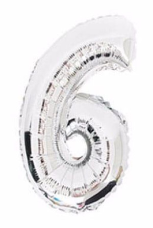 Balon 75cm Cyfra Srebrna 6