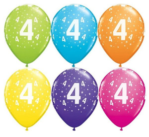 Balon Lateksowy Cyfra 4 5szt C1a