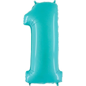 Balon 100cm Cyfra Pastelowy Niebieski 1