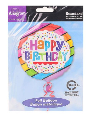 Balon 18" Amerykański Anagram Happy Birthday Lizak Kropki